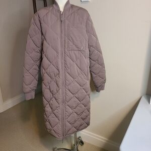 Frank And Oak Quilted Puffer Jacket Womwns Long Dusty Rose Size Med NWOT